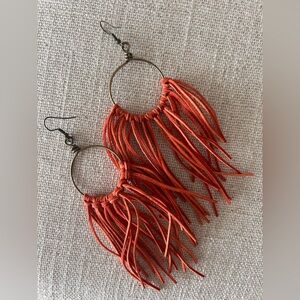 Free people leather fringe boho earrings